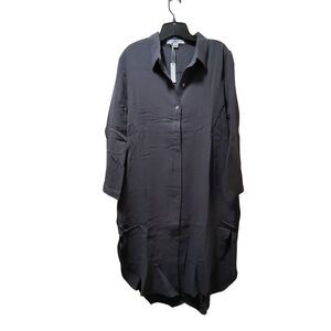 Loyal Hana Carissa Maternity Nursing Shirtdress M Charcoal Cotton Crinkle NWT